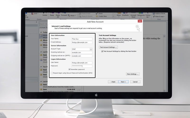 Email Configuration for Desktop